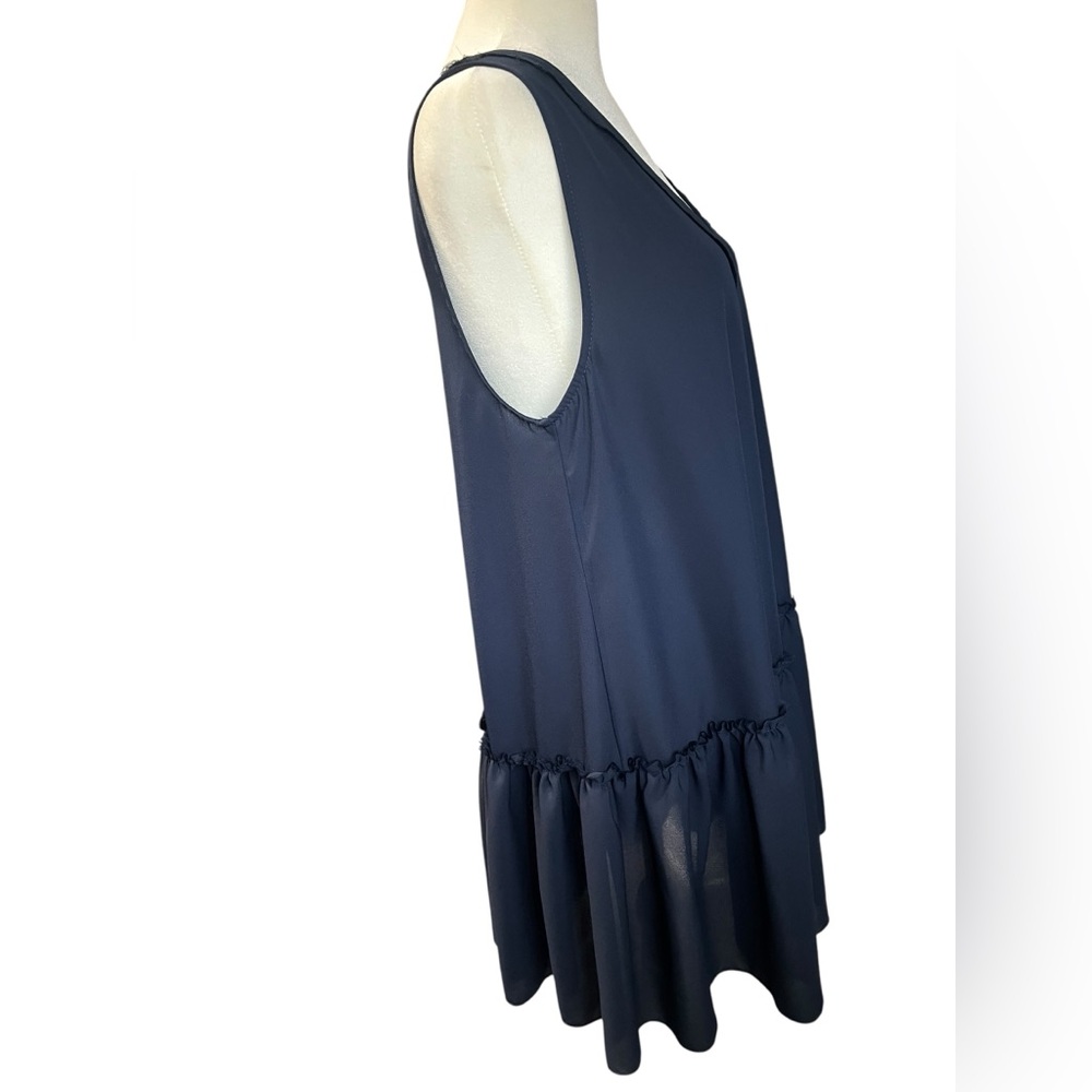 Aerie Navy Blue Sleeveless Swing Ruffle Dress - Medium - Picture 5 of 7